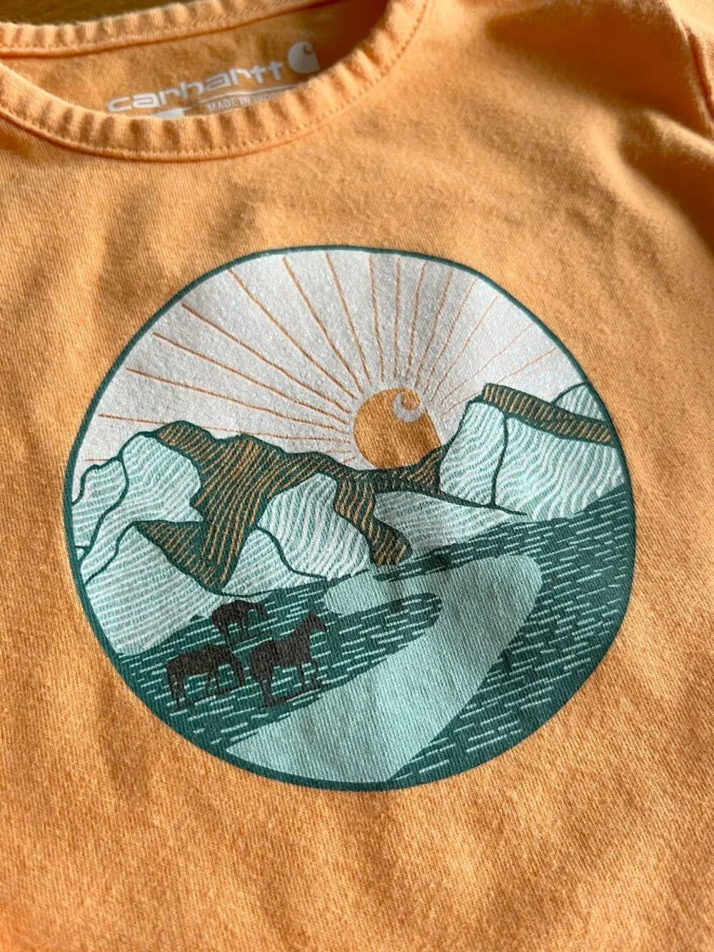 Carhartt orange mountain sunrise onesie 18m